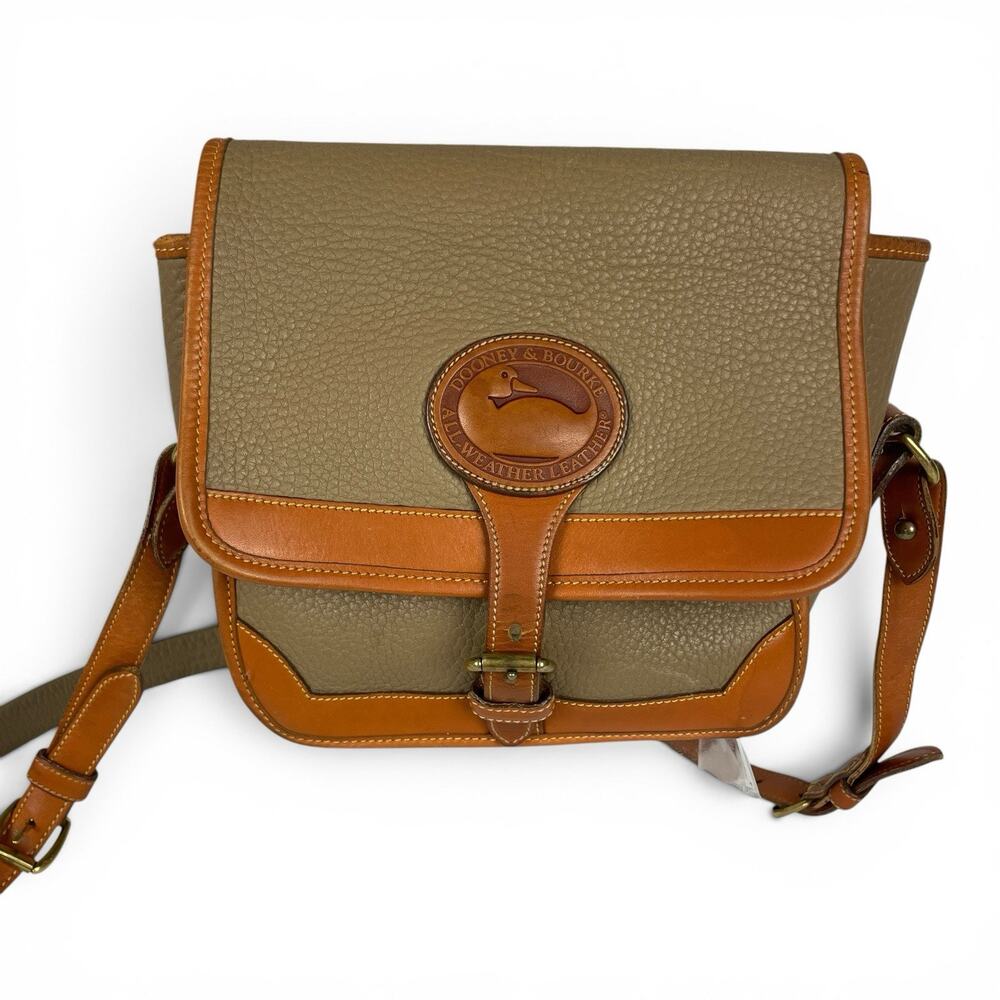 Dooney & Bourke Vintage Surrey Crossbody Purse Bag Two Tone All Weather Leather